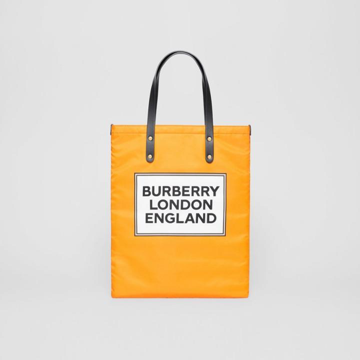 Burberry Burberry Logo Print Nylon Tote Bag, Orange