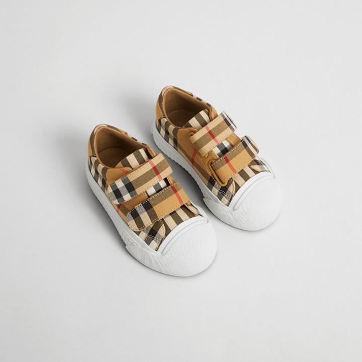 Burberry Burberry Childrens Vintage Check And Leather Sneakers, Size: 8