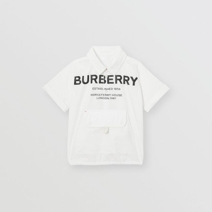 Burberry Burberry Childrens Short-sleeve Horseferry Print Cotton Shirt, Size: 10y, White