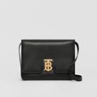 Burberry Burberry Medium Grainy Leather Tb Bag, Black