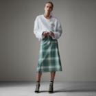 Burberry Burberry Silk-lined Tartan Plastic A-line Skirt, Size: 00, Green