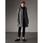 Burberry Burberry Technical Wool Cashmere Funnel Neck Coat, Size: 14, Grey