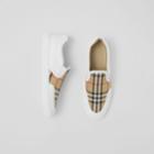 Burberry Burberry Leather And Vintage Check Slip-on Sneakers, Size: 37.5