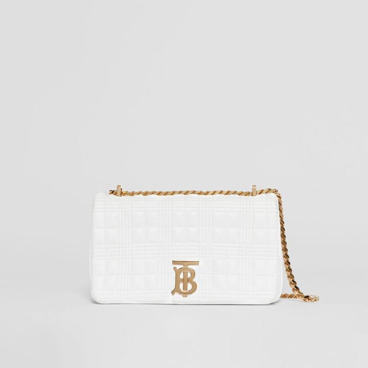 Burberry Burberry Small Quilted Check Lambskin Lola Bag, White