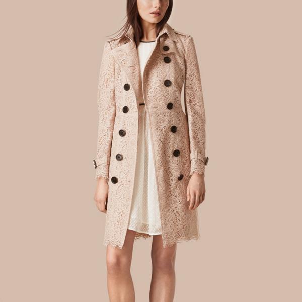 Burberry Scalloped-hem Italian Lace Trench Coat