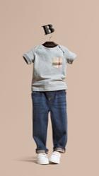 Burberry Burberry Stretch Jeans With Check Detail, Size: 18m, Blue