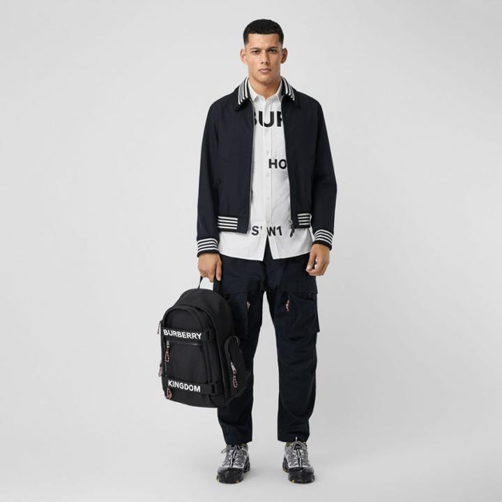 Burberry Burberry Detachable Knit Collar Cotton Bomber Jacket, Size: 46, Blue