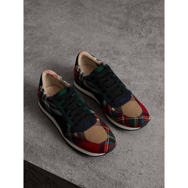Burberry Burberry Tartan Wool Trainers, Size: 35.5