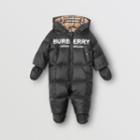 Burberry Burberry Childrens Logo Print Down-filled Puffer Suit, Size: 12m, Black