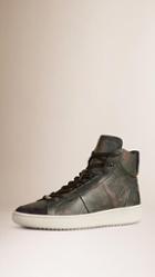 Burberry Camouflage Print Leather High-top Trainers