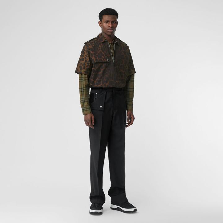 Burberry Burberry Short-sleeve Leopard Print Cotton Shirt, Green