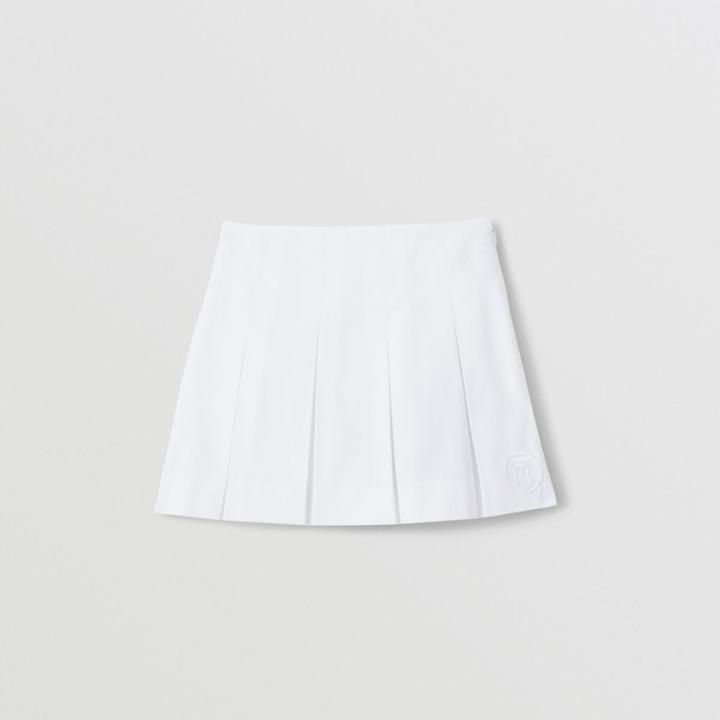 Burberry Burberry Childrens Monogram Motif Cotton Twill Pleated Skirt, Size: 10y