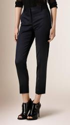 Burberry Cropped Stretch Wool Tailored Trousers