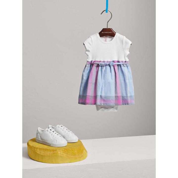 Burberry Burberry Check Cotton Jersey T-shirt Dress, Size: 12m, Blue