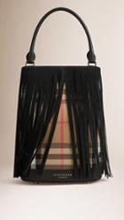 Burberry The Bucket Bag In House Check And Fringing