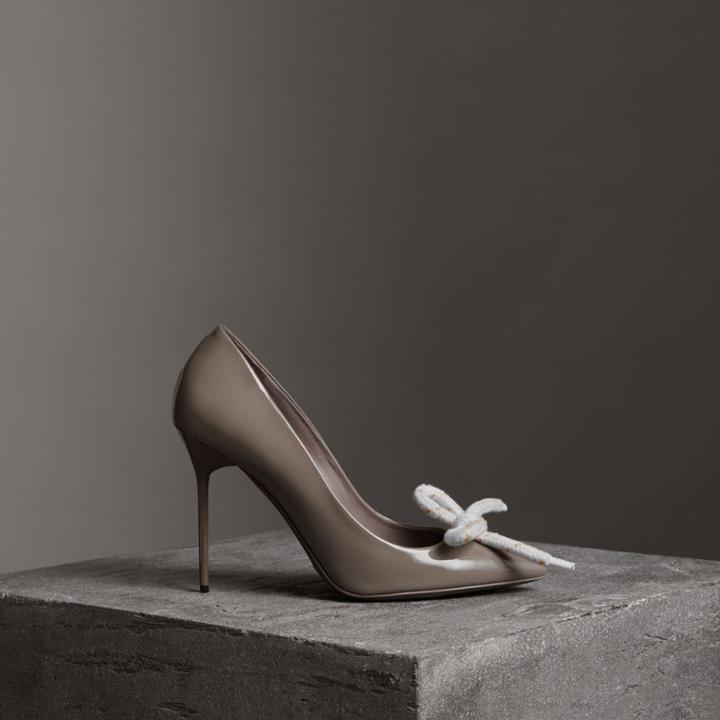 Burberry Burberry The Patent Leather Rope Stiletto, Size: 35, Grey