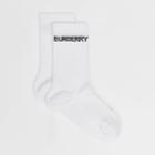 Burberry Burberry Logo Intarsia Technical Stretch Cotton Socks, White