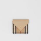 Burberry Burberry Vintage Check And Grainy Leather Folding Wallet, Beige