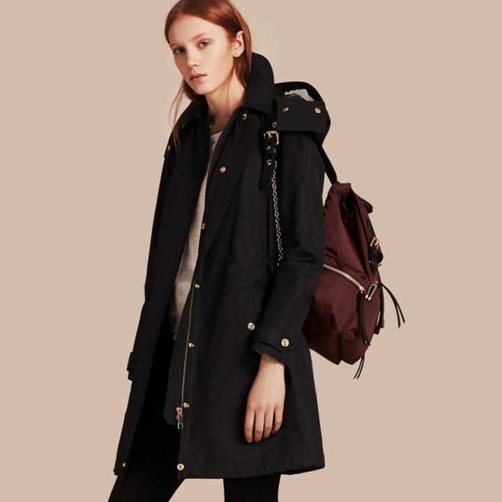 Burberry Burberry Hooded Cotton Blend Parka With Detachable Warmer, Size: 04, Black