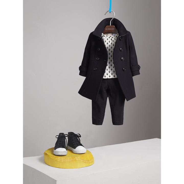 Burberry Burberry Wool Cashmere Blend Twill Tailored Coat, Size: 2y, Blue