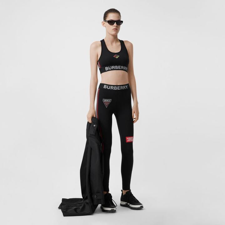 Burberry Burberry Logo Graphic Stretch Jersey Leggings, Black