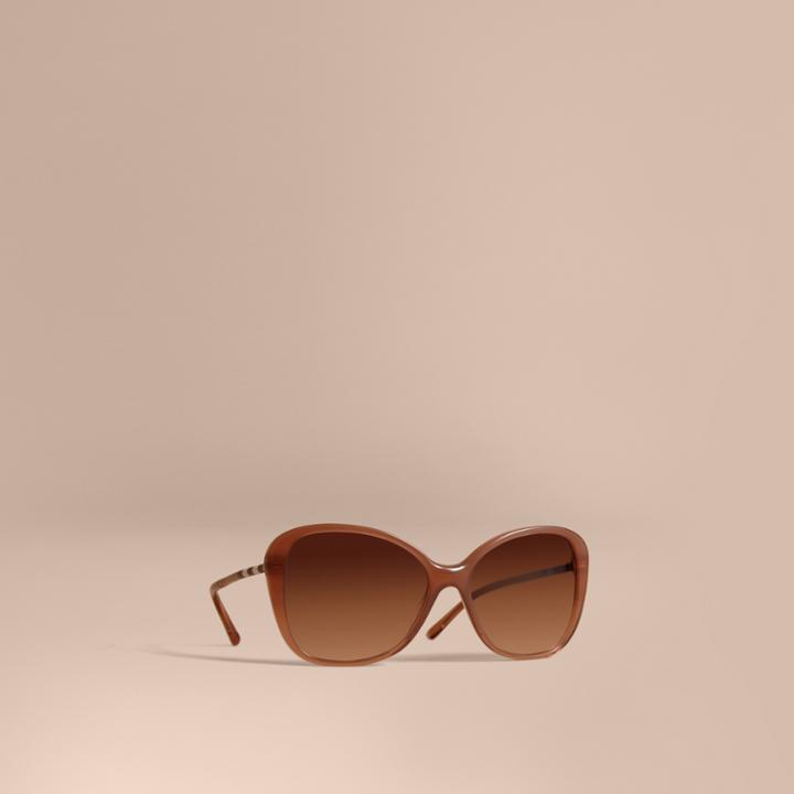 Burberry Burberry Check Detail Butterfly Frame Sunglasses, White