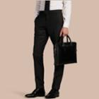 Burberry Burberry Slim Fit Wool Trousers, Size: 42, Black