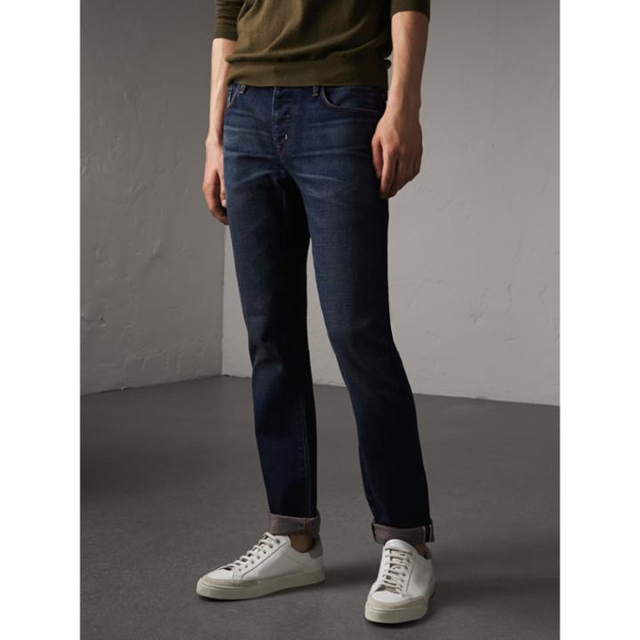 Burberry Burberry Straight Fit Brushed Denim Jeans, Size: 34r, Blue