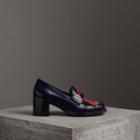 Burberry Burberry Contrast Kiltie Fringe Leather Block-heel Loafers, Size: 38, Blue