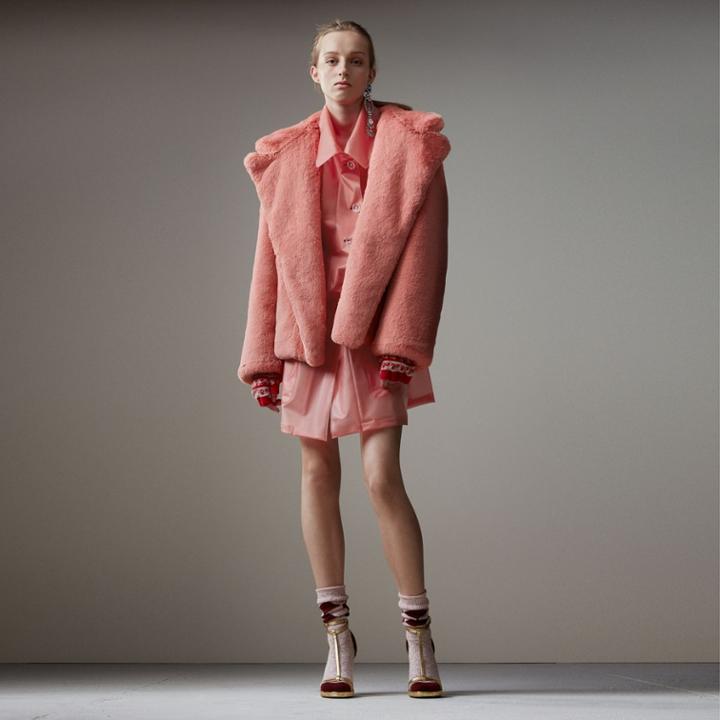 Burberry Burberry Faux Fur Hooded Jacket, Size: 14, Pink