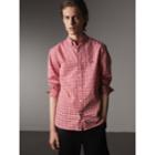 Burberry Burberry Button-down Collar Gingham Cotton Shirt, Size: Xs, Red