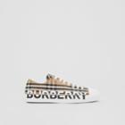 Burberry Burberry Logo Print Vintage Check Cotton Sneakers, Size: 45.5, Beige