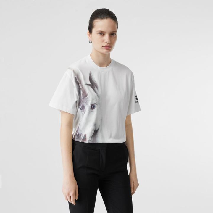 Burberry Burberry Unicorn Print Cotton Oversized T-shirt, White