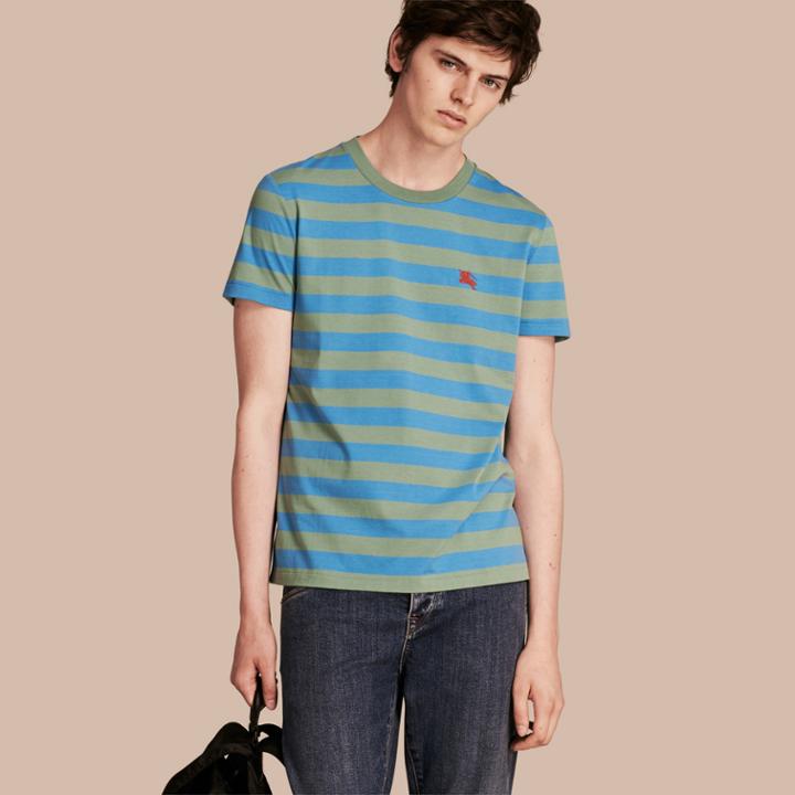 Burberry Burberry Striped Cotton T-shirt, Size: Xxl, Green