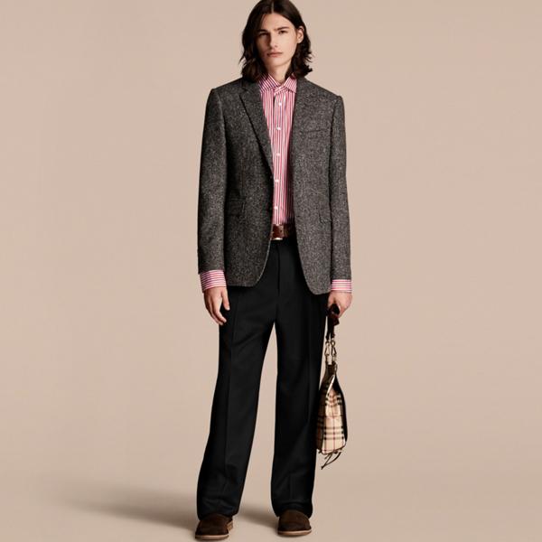 Burberry Tailored Wool Cashmere Blend Donegal Tweed Jacket
