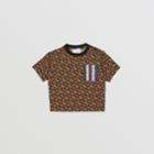 Burberry Burberry Childrens Monogram Stripe Print Cotton T-shirt, Size: 18m, Brown