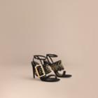 Burberry Burberry Riveted Suede Sandals With Buckle Detail, Size: 37, Black