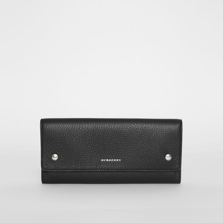 Burberry Burberry Leather Continental Wallet, Black