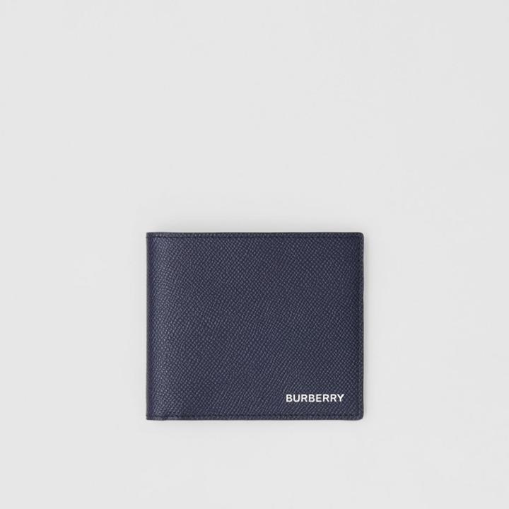 Burberry Burberry Grainy Leather International Bifold Wallet, Blue