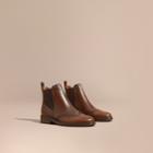 Burberry Burberry Leather Wingtip Chelsea Boots, Size: 38.5, Beige