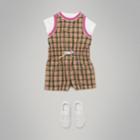 Burberry Burberry Striped Trim Check Playsuit, Size: 18m, Pink