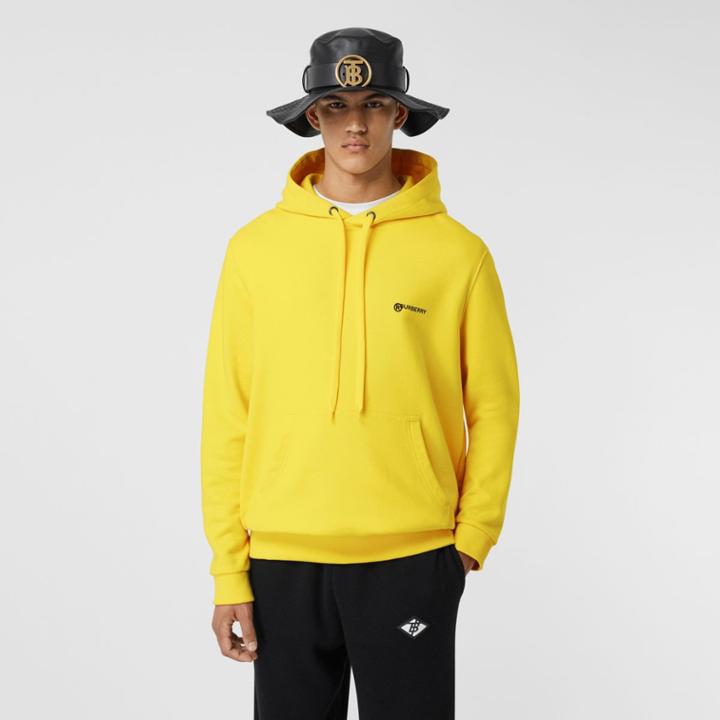 Burberry Burberry Logo Print Cotton Hoodie, Size: M, Yellow