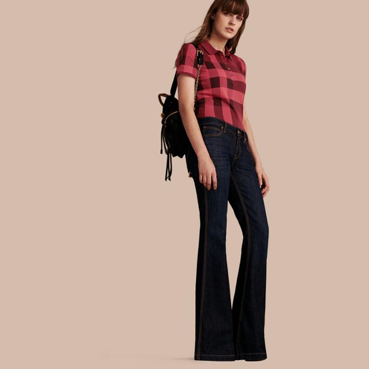 Burberry Burberry Check Stretch Cotton Piqu Polo Shirt, Pink