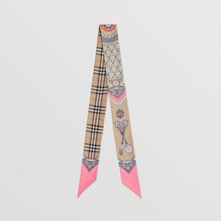 Burberry Burberry Silverware Print Silk Skinny Scarf