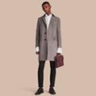 Burberry Burberry Velvet Collar Wool Tweed Topcoat, Size: 38, Black