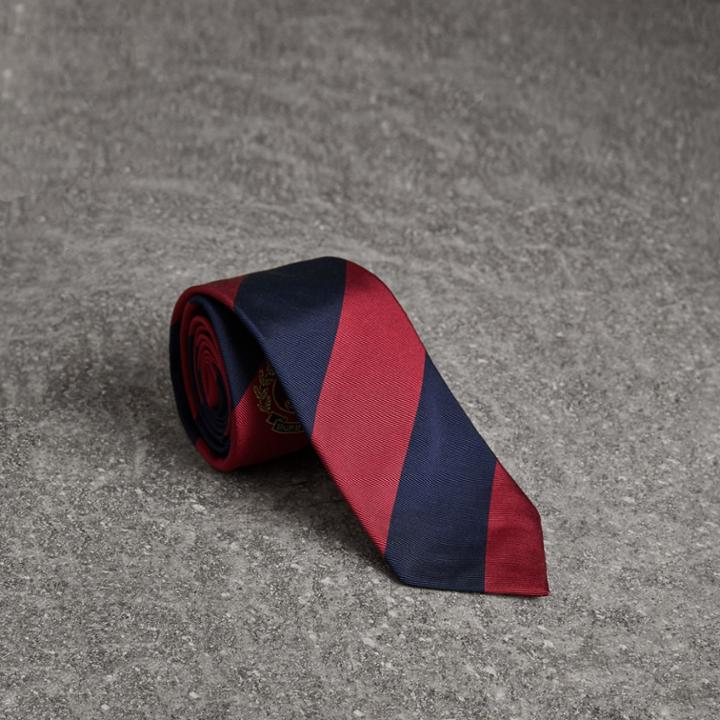 Burberry Burberry Modern Cut Archive Logo Striped Silk Tie, Blue