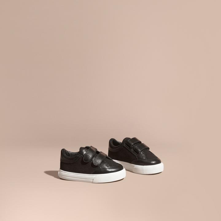 Burberry Burberry Leather And Canvas Trainers, Size: 5, Black