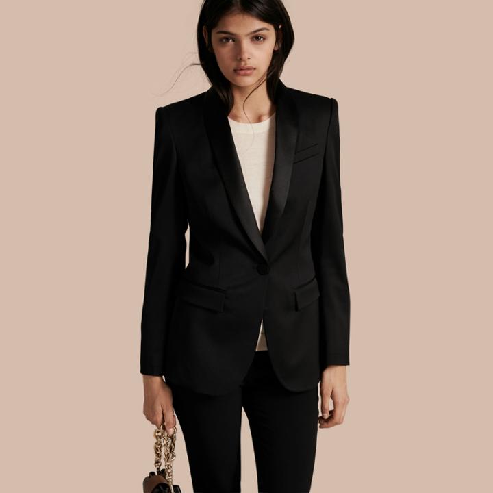Burberry Burberry Stretch Wool Tuxedo Jacket, Size: 04, Black