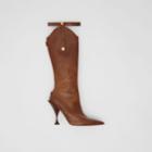Burberry Burberry Monogram Motif Stud Detail Leather Boots, Size: 36
