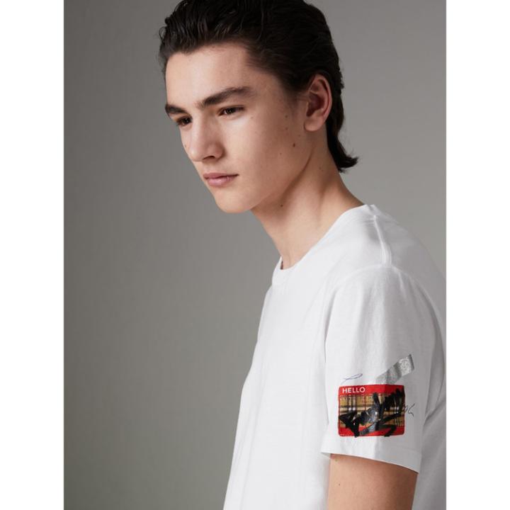Burberry Burberry Graffitied Ticket Print T-shirt, Size: Xl, White